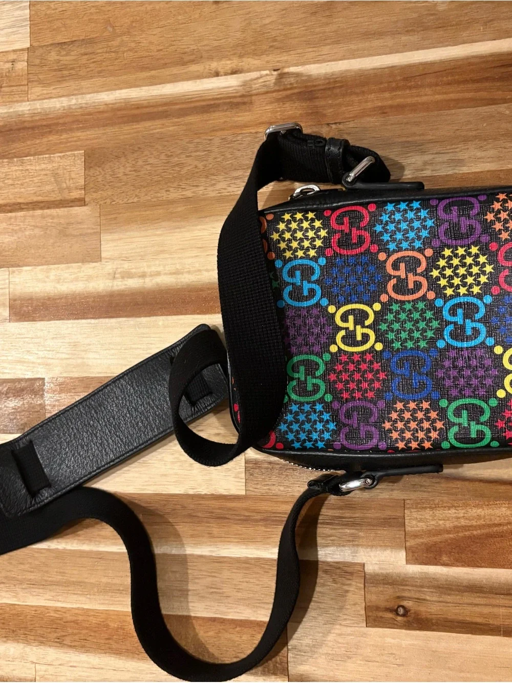 Gucci Black Multicolor GG Canvas Belt Bag